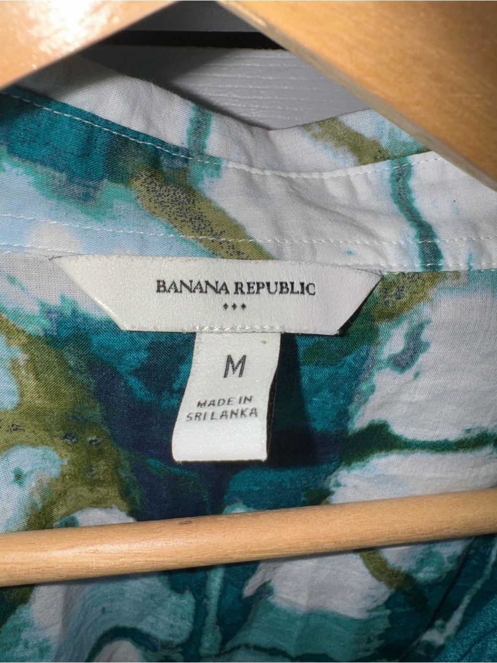 Banana Republic Voile Tie-Front Shirt White Green M - Picture 5 of 7